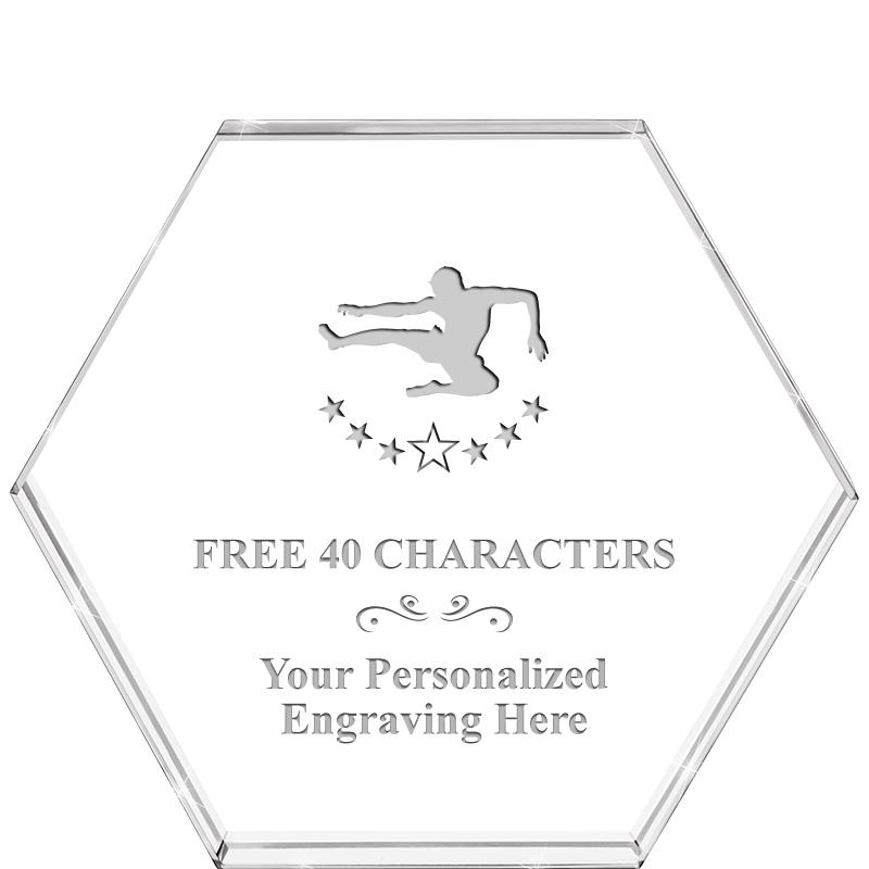 4"HEXAGON CRYSTAL PAPERWEIGHT