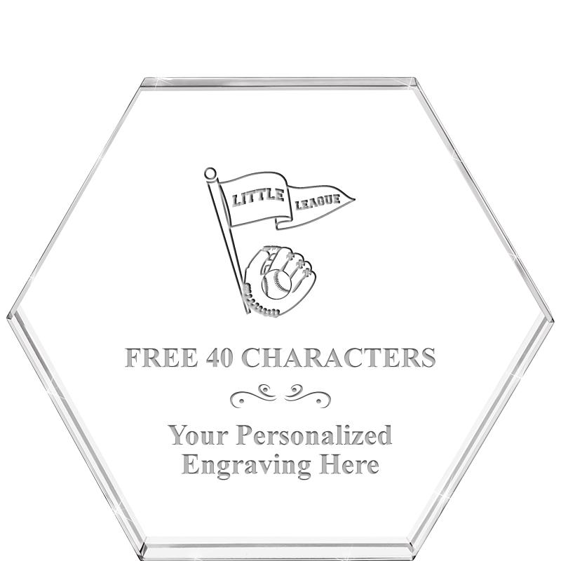 4"HEXAGON CRYSTAL PAPERWEIGHT