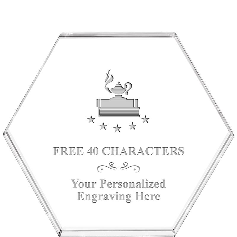 4"HEXAGON CRYSTAL PAPERWEIGHT