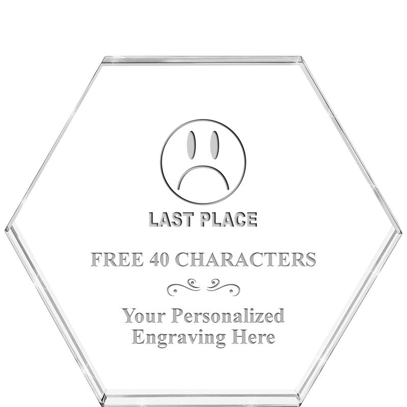 4"HEXAGON CRYSTAL PAPERWEIGHT