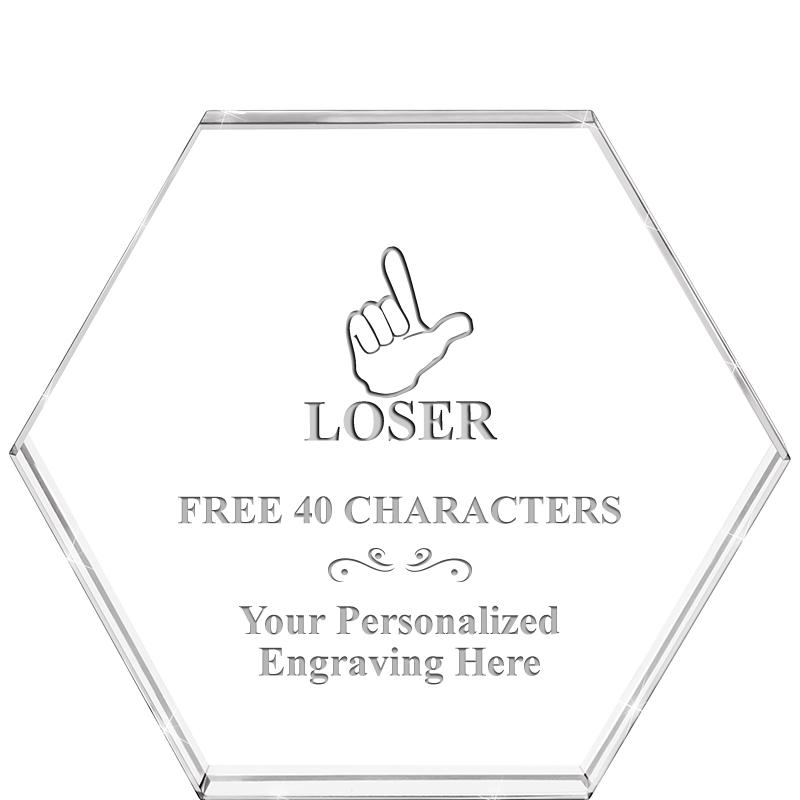 4"HEXAGON CRYSTAL PAPERWEIGHT