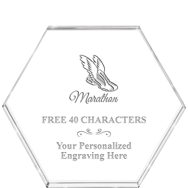 4"HEXAGON CRYSTAL PAPERWEIGHT