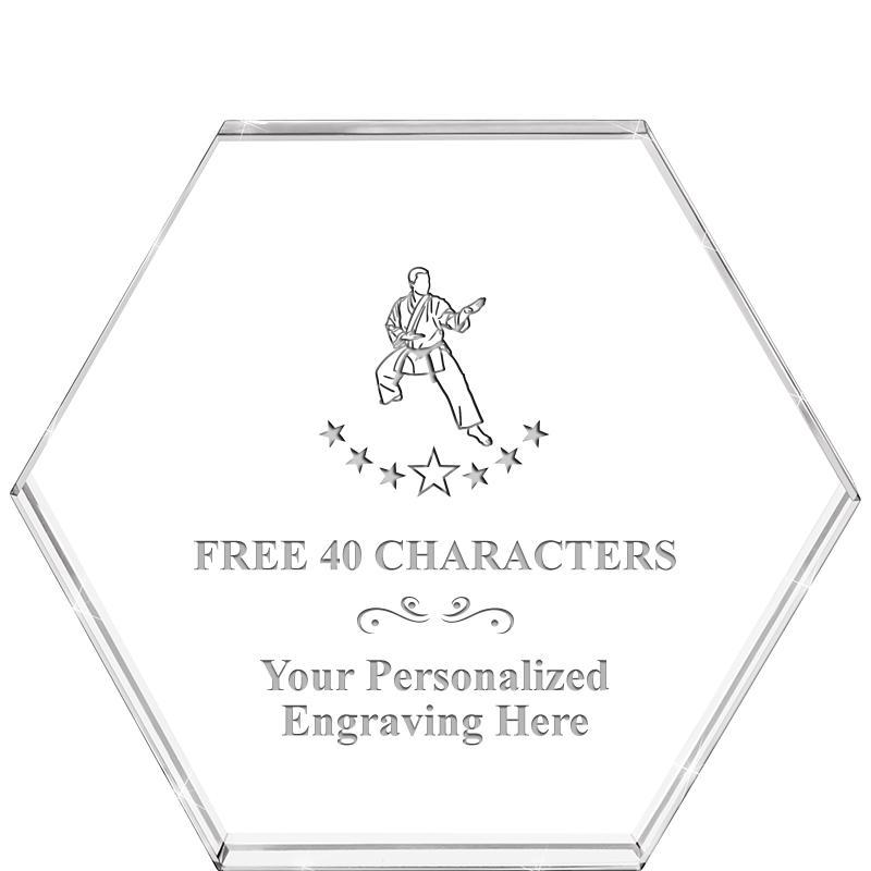 4"HEXAGON CRYSTAL PAPERWEIGHT