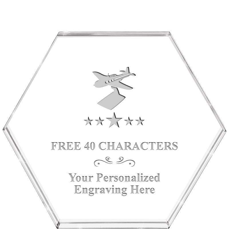 4"HEXAGON CRYSTAL PAPERWEIGHT