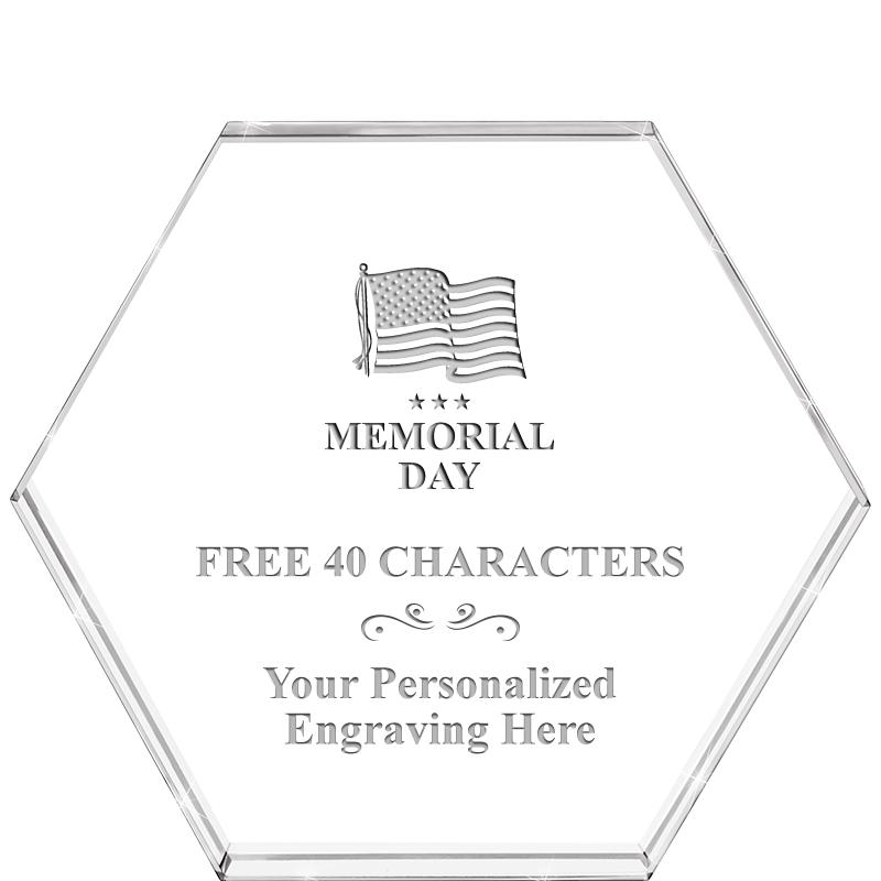 4"HEXAGON CRYSTAL PAPERWEIGHT