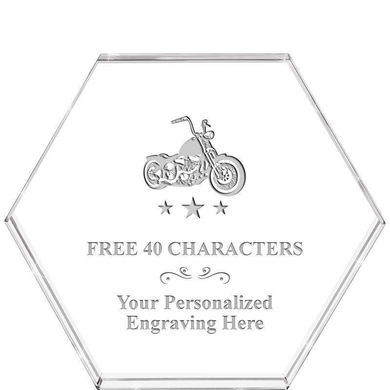 4"HEXAGON CRYSTAL PAPERWEIGHT