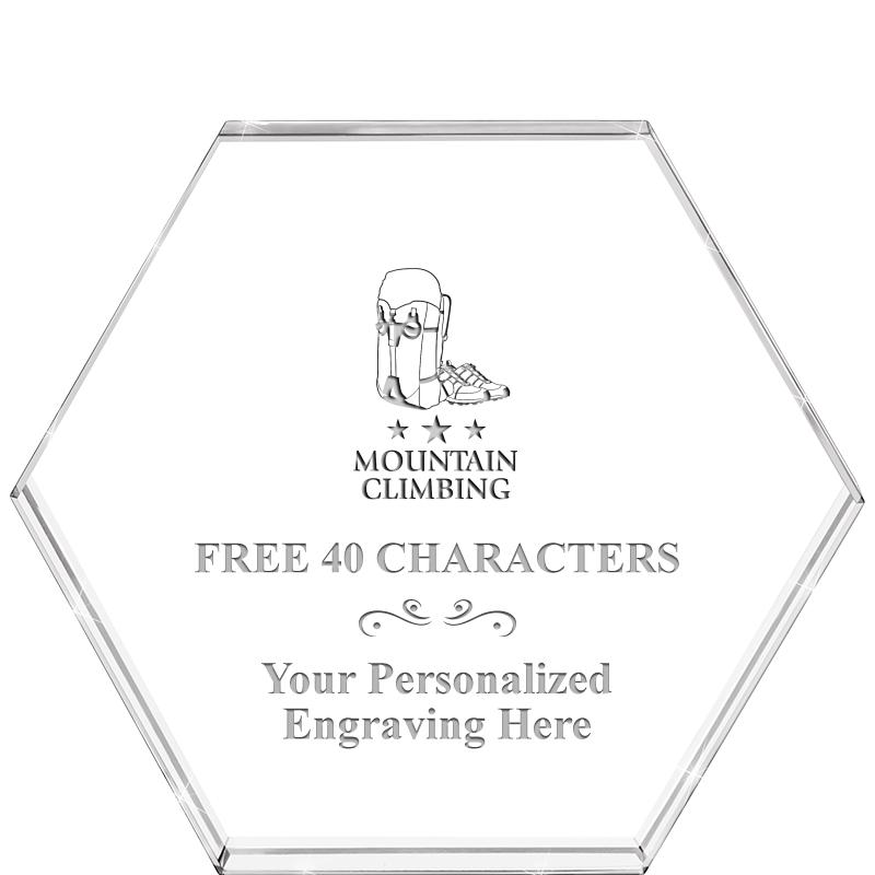 4"HEXAGON CRYSTAL PAPERWEIGHT