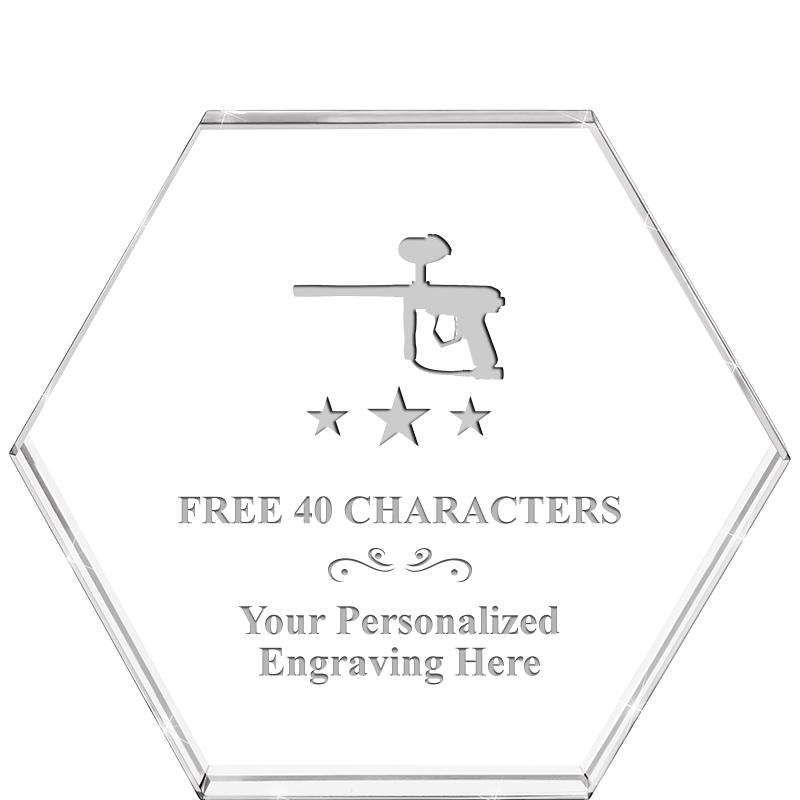 4"HEXAGON CRYSTAL PAPERWEIGHT