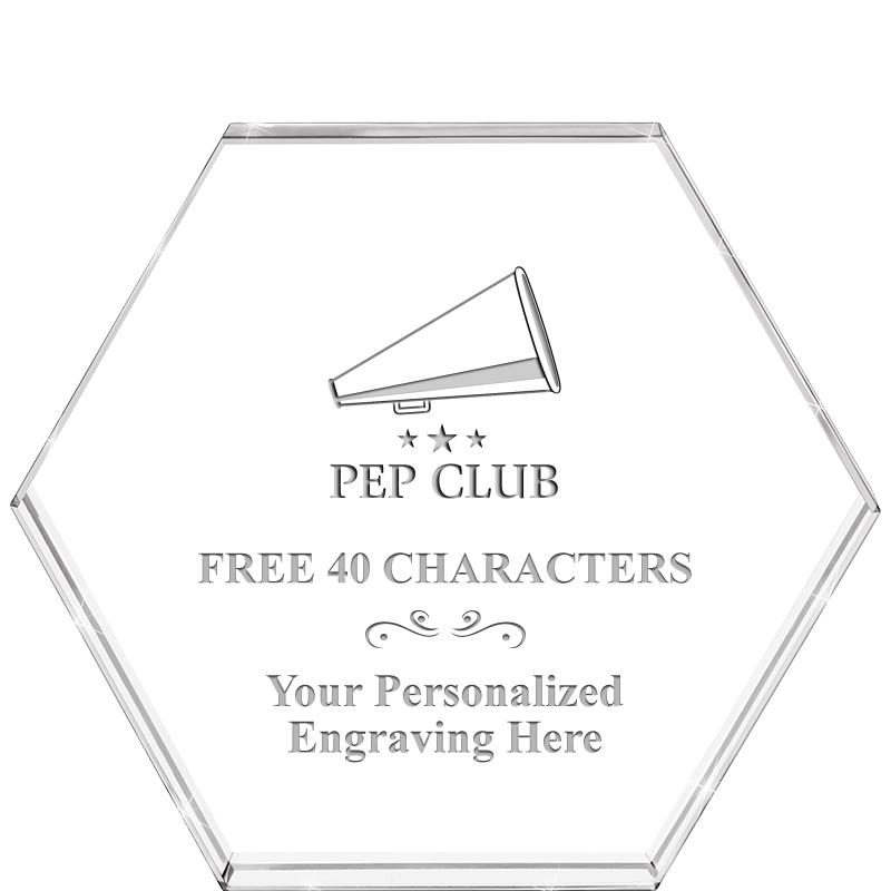 4"HEXAGON CRYSTAL PAPERWEIGHT