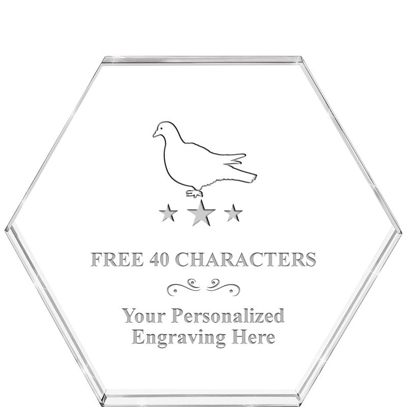 4"HEXAGON CRYSTAL PAPERWEIGHT