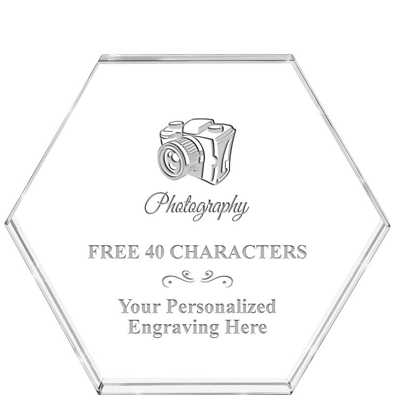 4"HEXAGON CRYSTAL PAPERWEIGHT