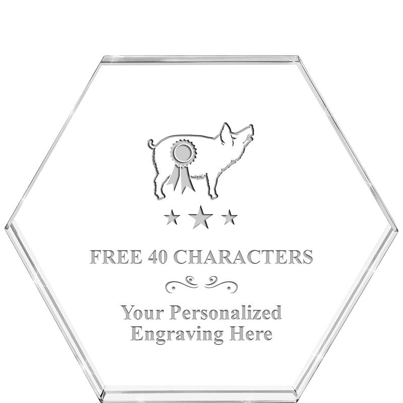 4"HEXAGON CRYSTAL PAPERWEIGHT