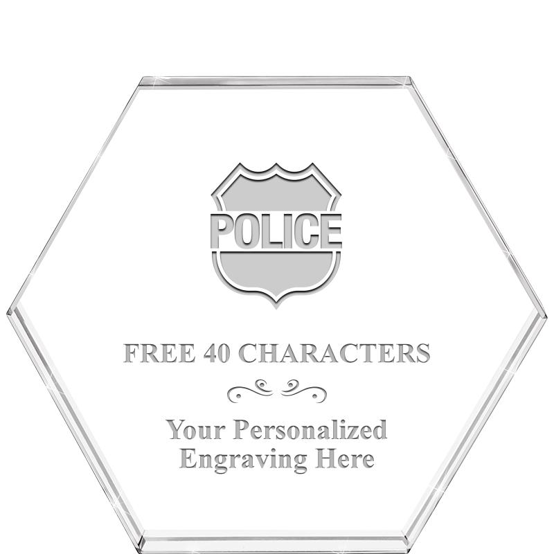 4"HEXAGON CRYSTAL PAPERWEIGHT