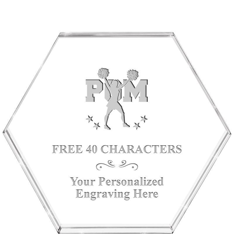 4"HEXAGON CRYSTAL PAPERWEIGHT