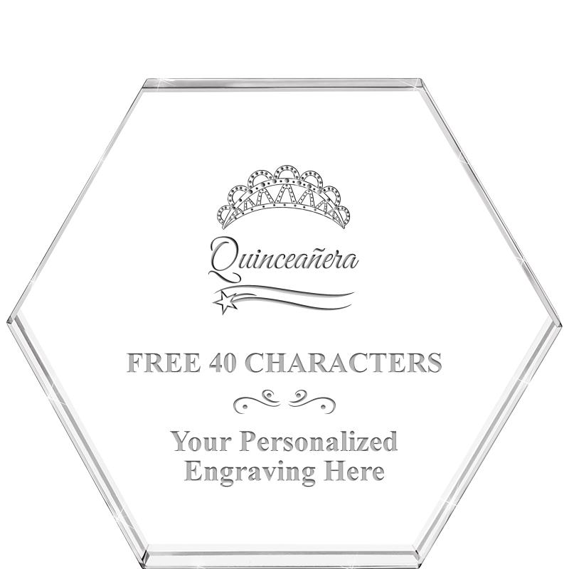 4"HEXAGON CRYSTAL PAPERWEIGHT