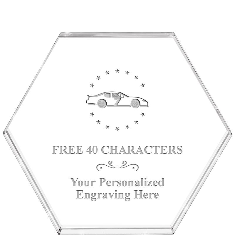 4"HEXAGON CRYSTAL PAPERWEIGHT