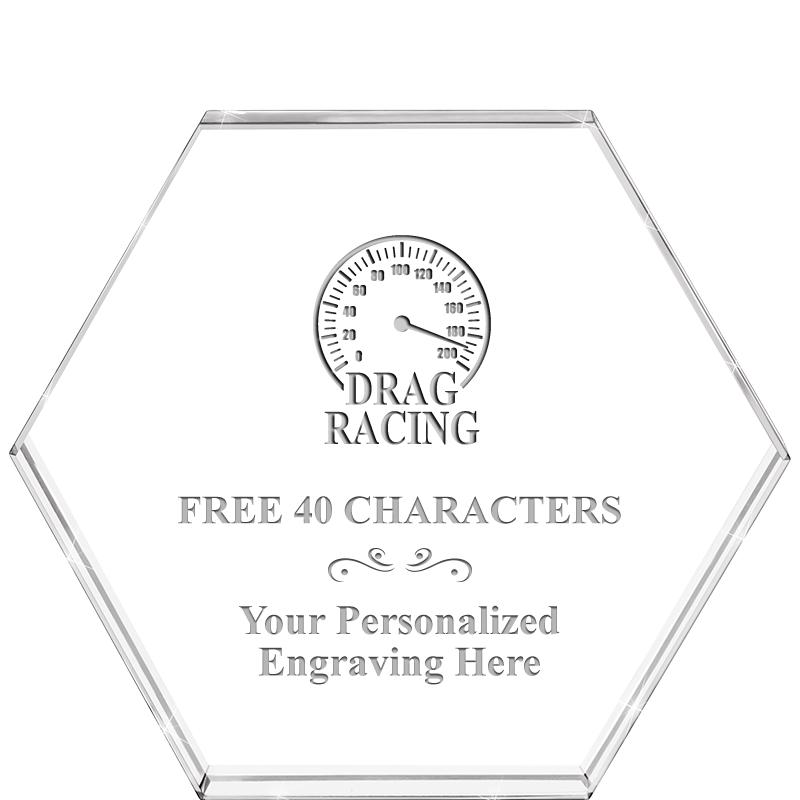 4"HEXAGON CRYSTAL PAPERWEIGHT