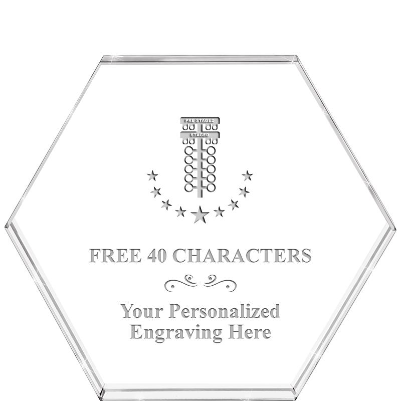 4"HEXAGON CRYSTAL PAPERWEIGHT