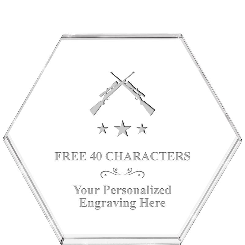 4"HEXAGON CRYSTAL PAPERWEIGHT