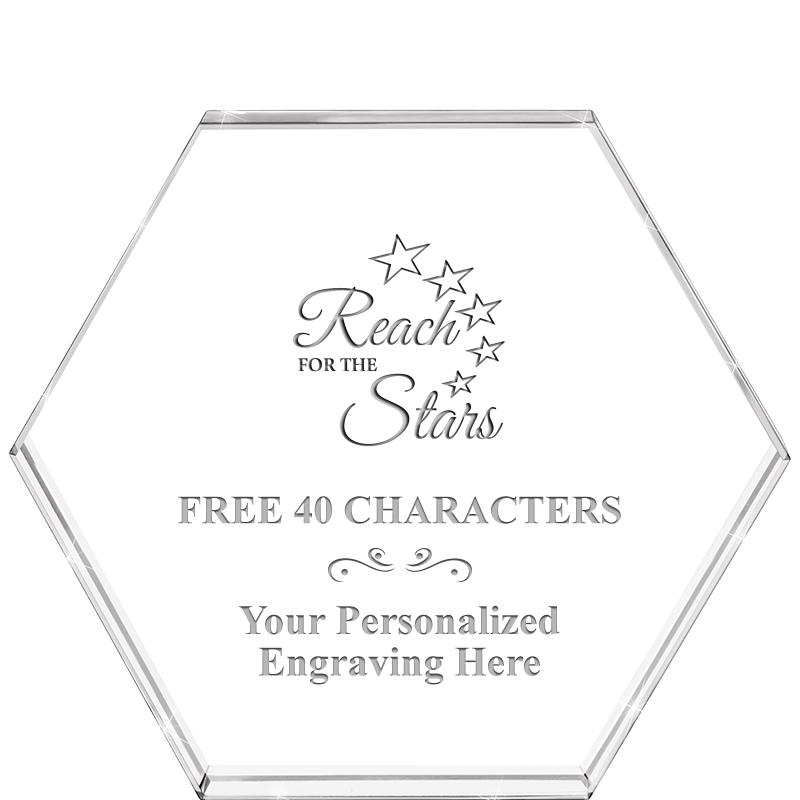 4"HEXAGON CRYSTAL PAPERWEIGHT