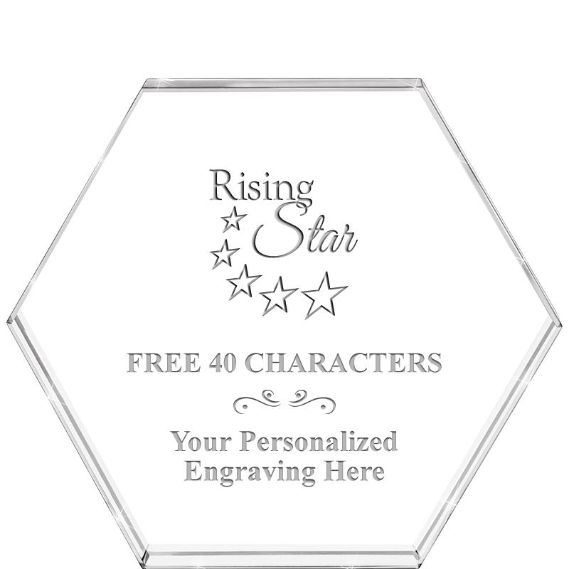 4"HEXAGON CRYSTAL PAPERWEIGHT