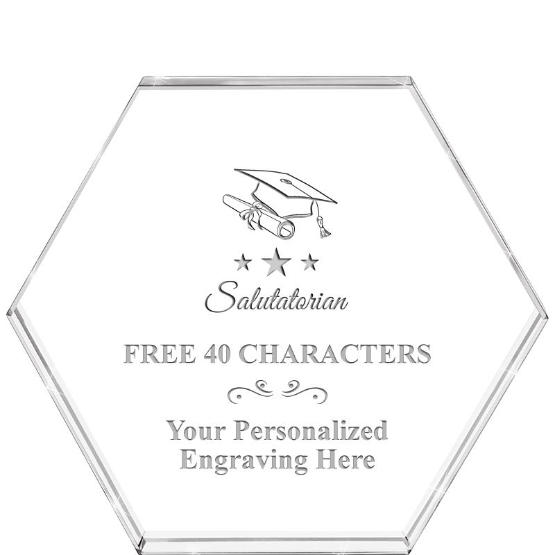 4"HEXAGON CRYSTAL PAPERWEIGHT