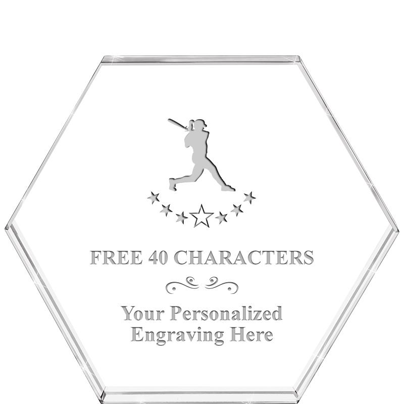 4"HEXAGON CRYSTAL PAPERWEIGHT