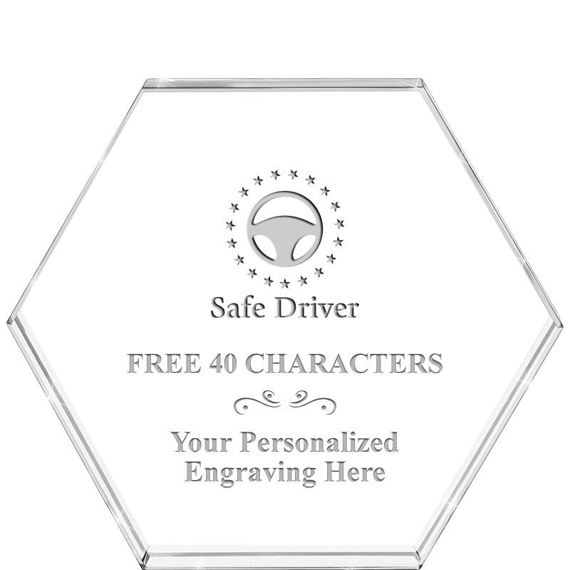 4"HEXAGON CRYSTAL PAPERWEIGHT