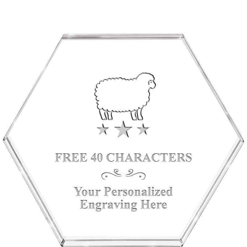 4"HEXAGON CRYSTAL PAPERWEIGHT