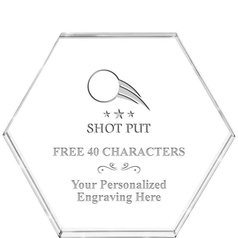 4"HEXAGON CRYSTAL PAPERWEIGHT