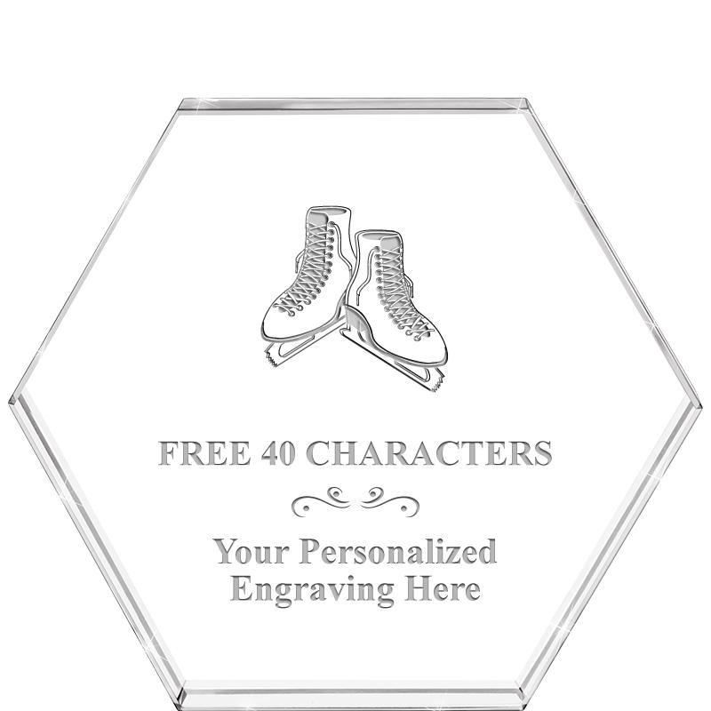 4"HEXAGON CRYSTAL PAPERWEIGHT