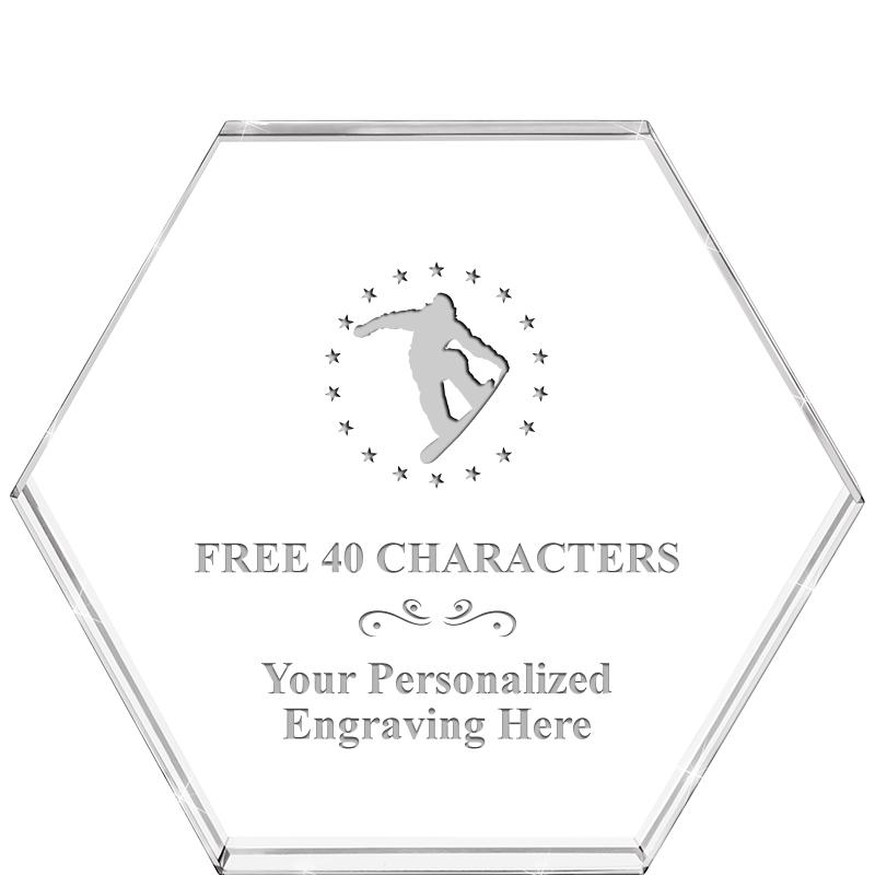 4"HEXAGON CRYSTAL PAPERWEIGHT