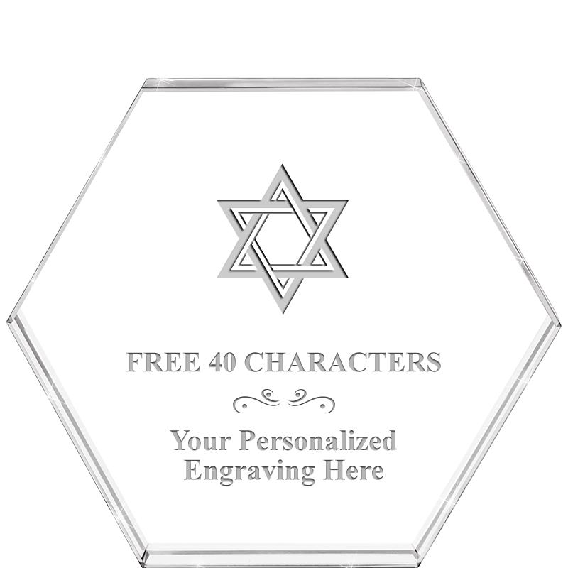 4"HEXAGON CRYSTAL PAPERWEIGHT