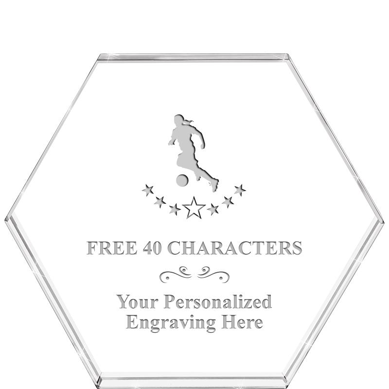 4"HEXAGON CRYSTAL PAPERWEIGHT