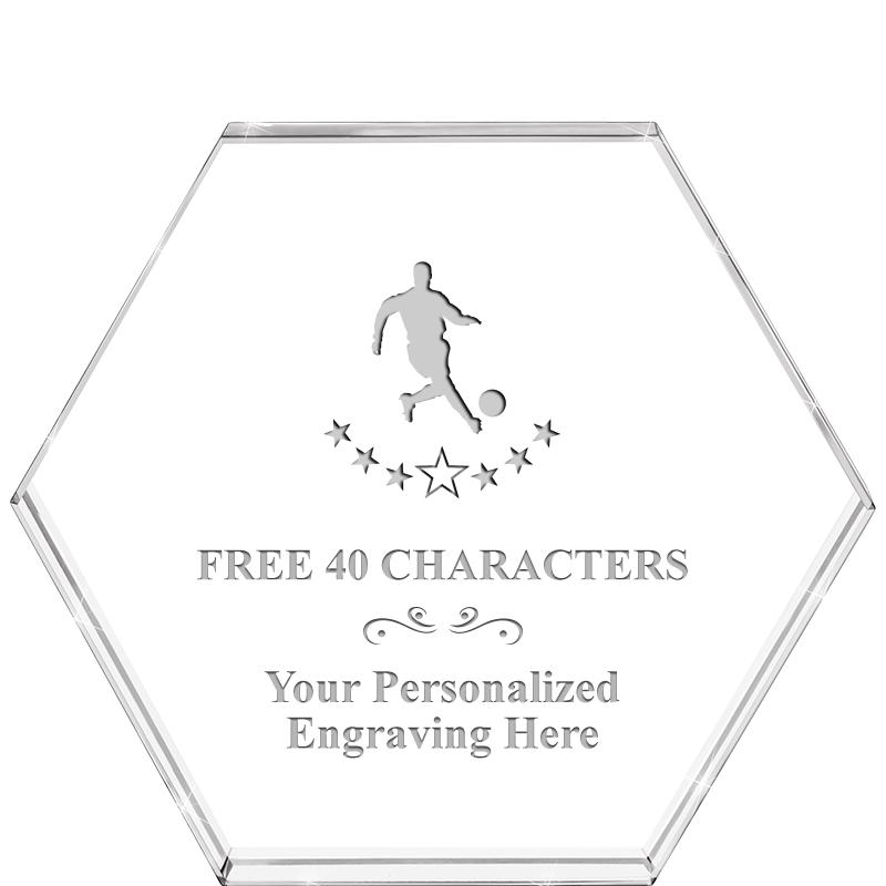 4"HEXAGON CRYSTAL PAPERWEIGHT