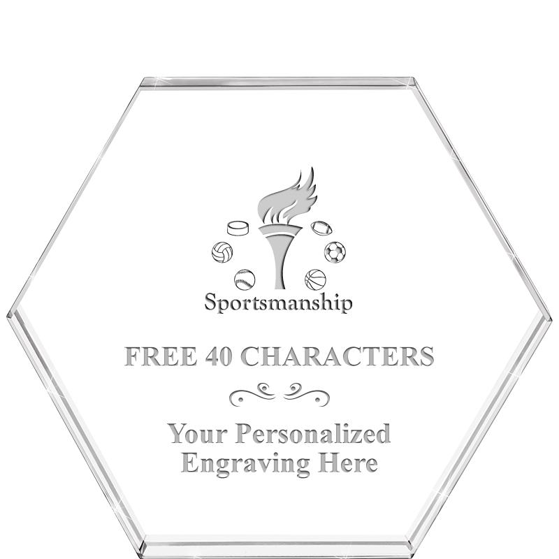 4"HEXAGON CRYSTAL PAPERWEIGHT