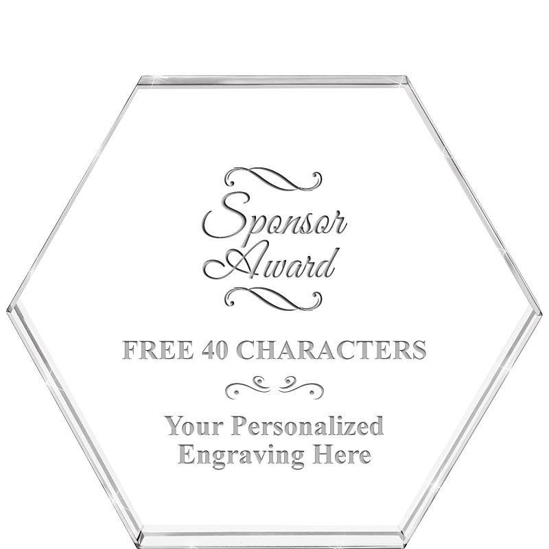 4"HEXAGON CRYSTAL PAPERWEIGHT