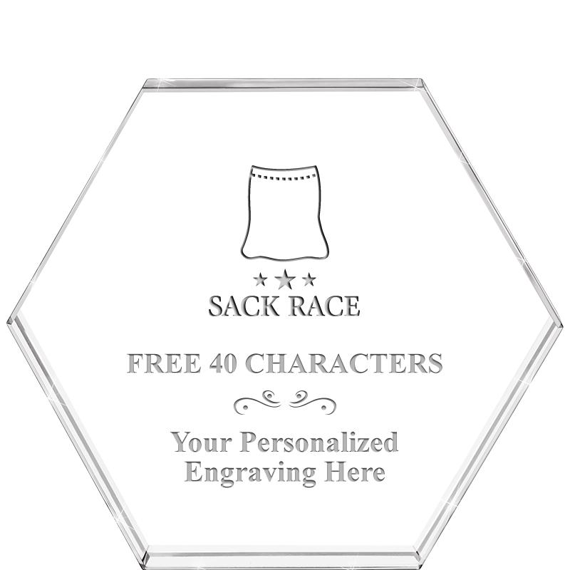 4"HEXAGON CRYSTAL PAPERWEIGHT