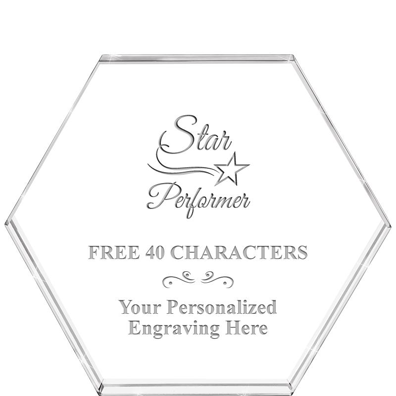 4"HEXAGON CRYSTAL PAPERWEIGHT