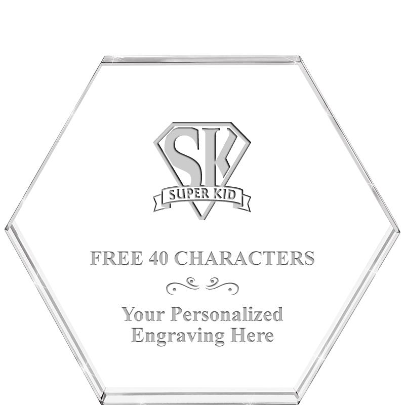 4"HEXAGON CRYSTAL PAPERWEIGHT