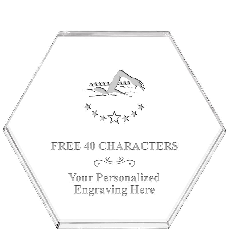 4"HEXAGON CRYSTAL PAPERWEIGHT