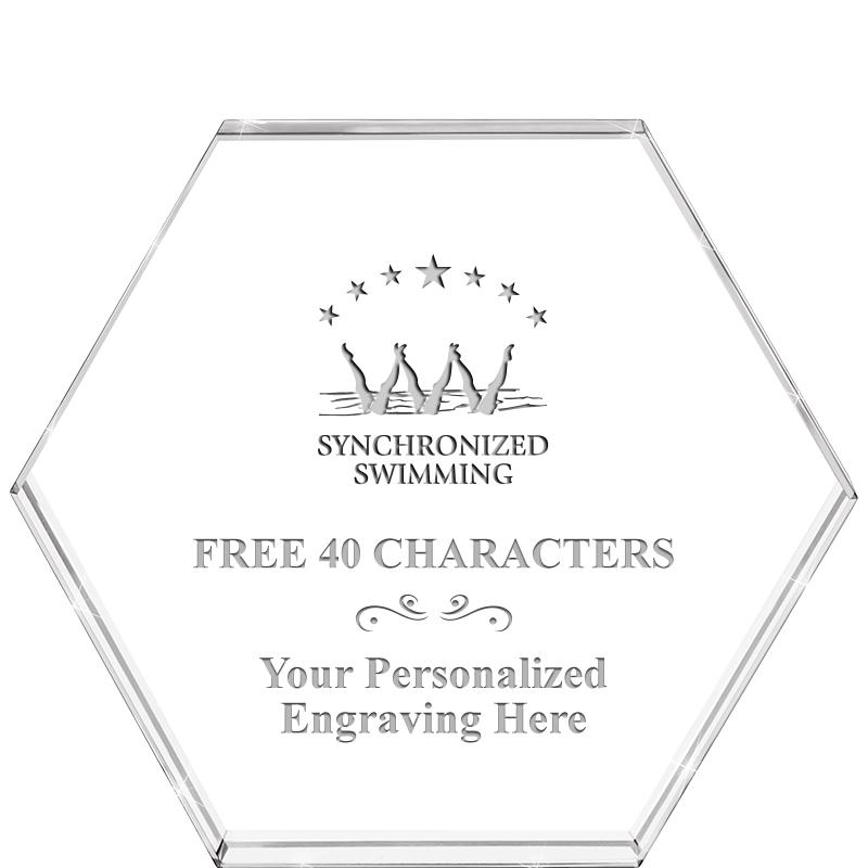 4"HEXAGON CRYSTAL PAPERWEIGHT