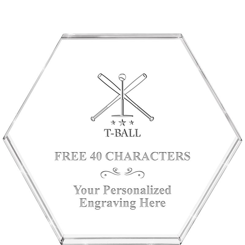 4"HEXAGON CRYSTAL PAPERWEIGHT