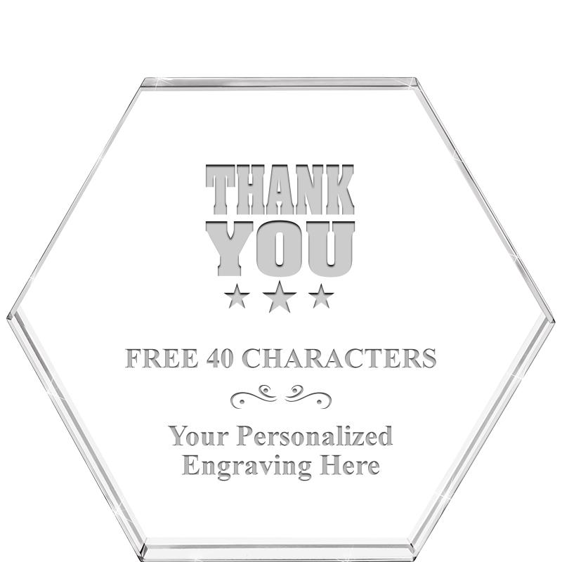 4"HEXAGON CRYSTAL PAPERWEIGHT