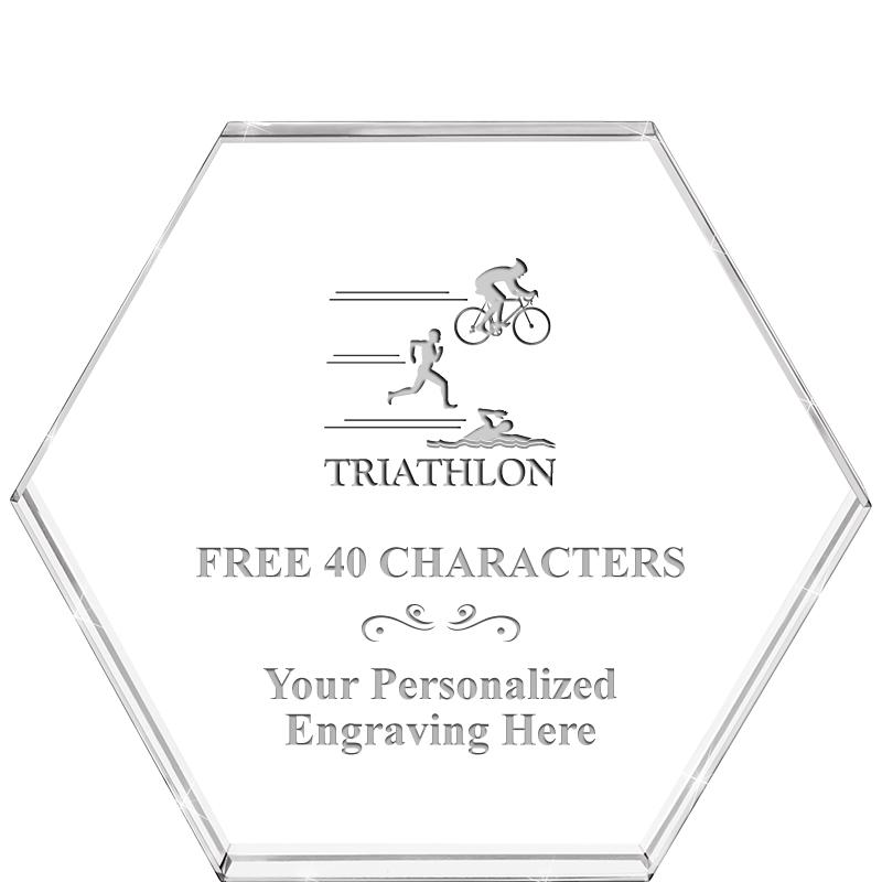 4"HEXAGON CRYSTAL PAPERWEIGHT