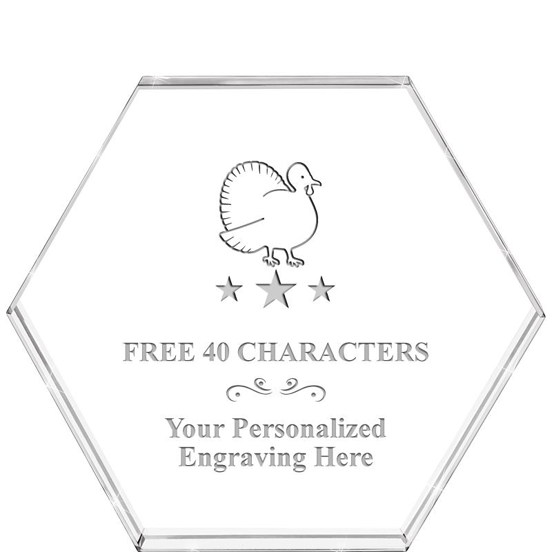 4"HEXAGON CRYSTAL PAPERWEIGHT