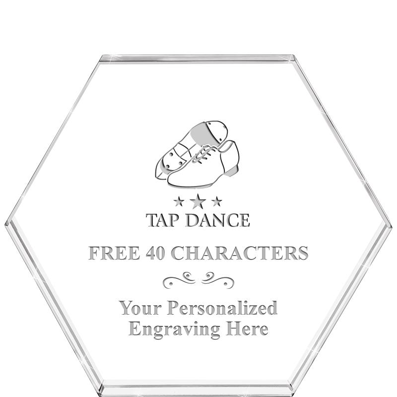 4"HEXAGON CRYSTAL PAPERWEIGHT