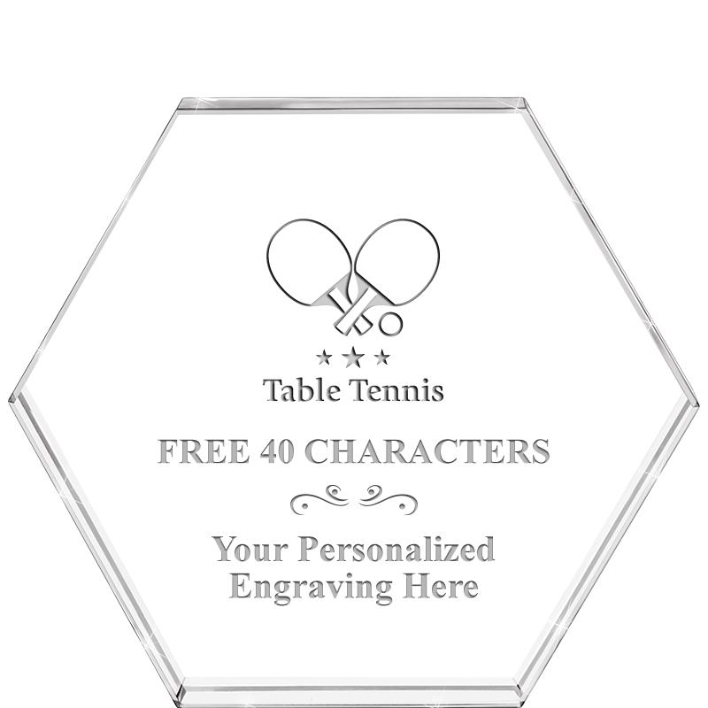 4"HEXAGON CRYSTAL PAPERWEIGHT