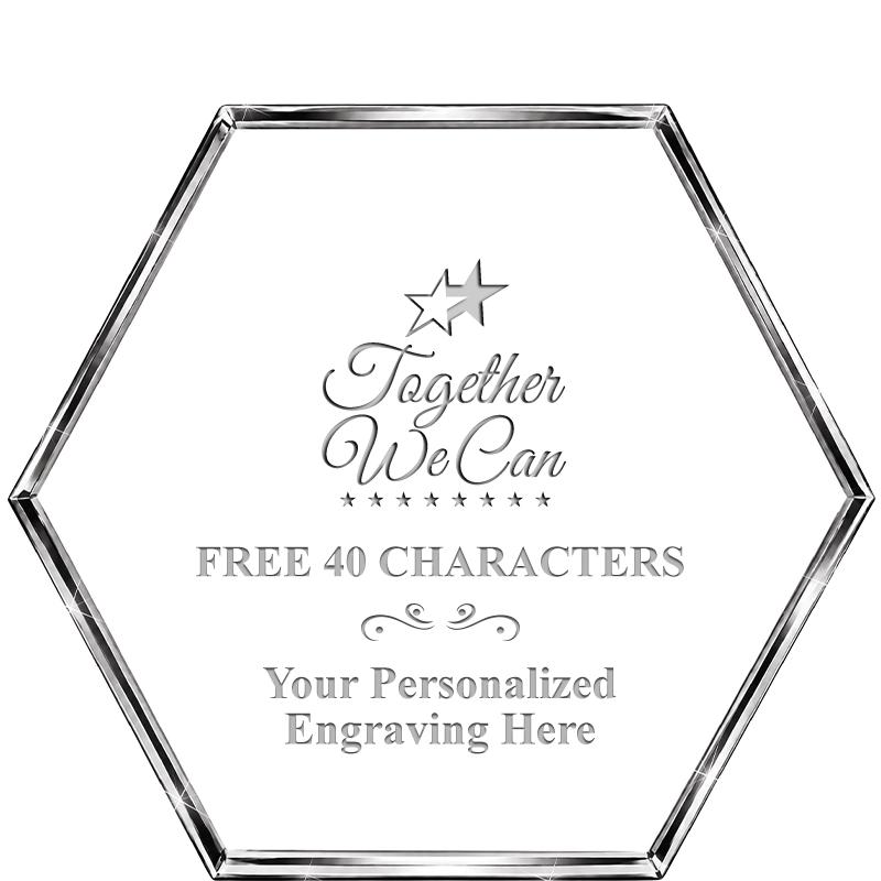 4"HEXAGON CRYSTAL PAPERWEIGHT