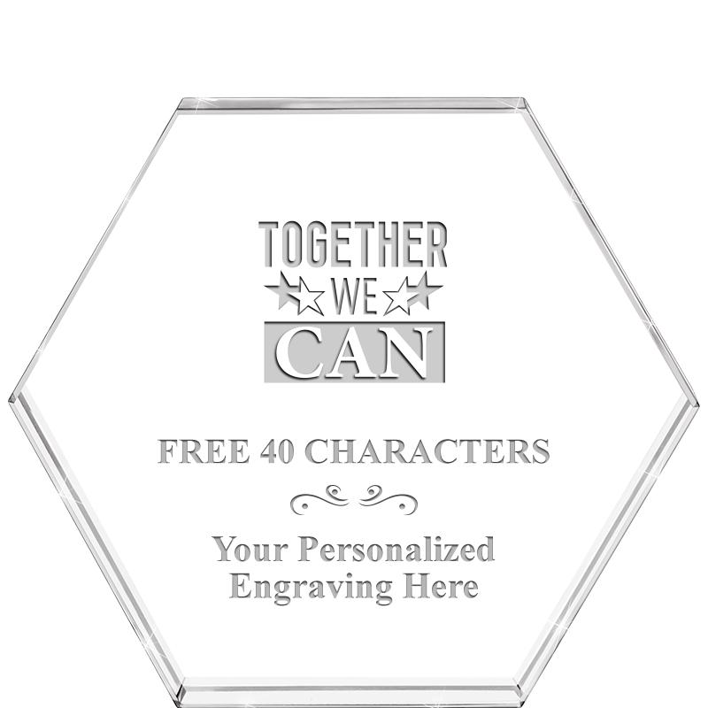 4"HEXAGON CRYSTAL PAPERWEIGHT